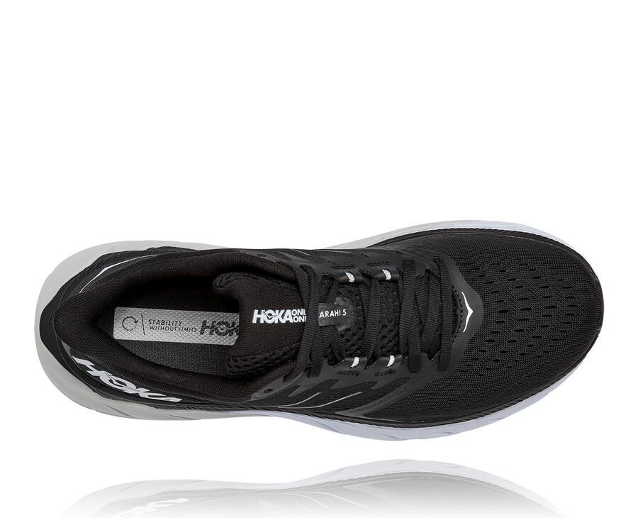 Hoka One One Running Shoes Mens Black/White - Arahi 5 - 70483OCAU